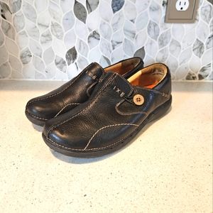 Clark's Black Leather Unstructured Unloop Moccasins (85071) Women's Size 12